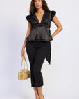 Emory Park | Aliza Satin Lace Trim Top