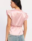 Emory Park | Aliza Satin Lace Trim Top