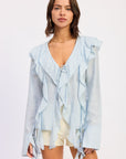 Emory Park | Olivette Romantic Ruffle Tie-Front Top