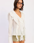 Emory Park | Olivette Romantic Ruffle Tie-Front Top