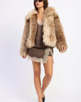 Emory Park Zafrina Oversized Faux Fur Coat — Brown Tie Dye