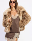Emory Park Zafrina Oversized Faux Fur Coat — Brown Tie Dye