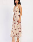 Emory Park | Jillian Floral Satin Lace Midi Dress – Pale Blush