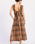 Emory Park Kathleen Plaid Ruffle Midi Dress — Almond