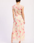 Emory Park | Jaelyn Ruffle Floral Maxi Dress – Ivory Pink