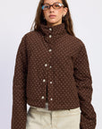 Emory Park | Calista Polka Dot Quilted Puffer Jacket – Espresso