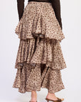 Emory Park Idalia Tiered Chiffon Maxi Skirt in Desert Brown