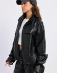 Emory Park | Nora Black Faux Leather Bomber Jacket