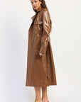 Emory Park | Madelyn Faux Leather Trench Coat
