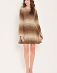 Flying Tomato Autumn Shimmer Bell Sleeve Sweater Mini Dress