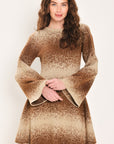 Flying Tomato Autumn Shimmer Bell Sleeve Sweater Mini Dress