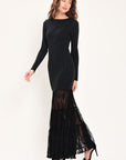 Flying Tomato Midnight Shimmer Black Lace Maxi Dress