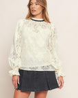 Precious Look Ivory Woven Lace Top
