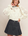 Precious Look Ivory Woven Lace Top