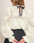 Precious Look Ivory Woven Lace Top