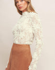 Romantic Sheer Floral Sweater Top