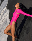 JUPITER Open-back Recycled Two-piece Swimsuit in Hot Pink - My Pampered Life Seattle