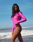 JUPITER Open-back Recycled Two-piece Swimsuit in Hot Pink - My Pampered Life Seattle