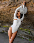JUPITER Open-back Recycled Two-piece Swimsuit In White - My Pampered Life Seattle