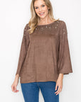 Annie Suede Top with Pearls - My Pampered Life Seattle