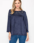 Annie Suede Top with Pearls - My Pampered Life Seattle