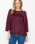 Annie Suede Top with Pearls - My Pampered Life Seattle