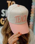 TEACH - Pink Vintage Trucker Hat