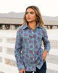 Denim Rose Button Up