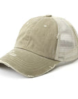 Distressed Messy Bun Hat Cap