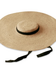 LOLA Wide Brim Jute Straw Hat with Black Strap