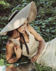 LOLA Wide Brim Jute Straw Hat with Black Strap