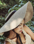 LOLA Wide Brim Jute Straw Hat with Black Strap