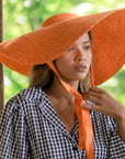 LOLA Wide Brim Jute Straw Hat In Orange - My Pampered Life Seattle