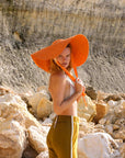 LOLA Wide Brim Jute Straw Hat In Orange - My Pampered Life Seattle
