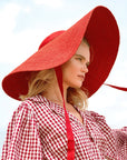LOLA Wide Brim Jute Straw Hat In Red - My Pampered Life Seattle