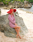 LOLA Wide Brim Jute Straw Hat In Red - My Pampered Life Seattle