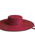 LOLO Wide-brim Jute Boater Hat in Burgundy - My Pampered Life Seattle