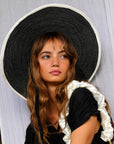 LOLO Wide-brim Jute Boater Hat in Black - My Pampered Life Seattle