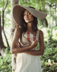 LOLA Wide Brim Jute Straw Hat with Black Strap