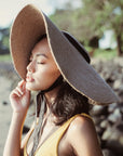 LOLA Wide Brim Jute Straw Hat with Black Strap - My Pampered Life Seattle