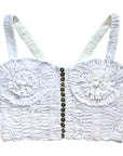 MARIGOLD Hand-embroidered Ribbon Bustier Top In White