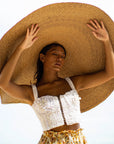 MARIGOLD Hand-embroidered Ribbon Bustier Top In White