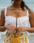 MARIGOLD Hand-embroidered Ribbon Bustier Top In White - My Pampered Life Seattle