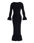 MARJORIE Bamboo Ruffle Dress, in Black
