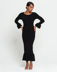 MARJORIE Bamboo Ruffle Dress, in Black