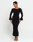 MARJORIE Bamboo Ruffle Dress, in Black