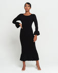 MARJORIE Bamboo Ruffle Dress, in Black