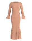 MARJORIE Ruffle Rib Dress, in Camel Brown - My Pampered Life Seattle