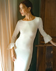 MARJORIE Bamboo Ruffle Dress In Off-white