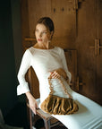 MARJORIE Bamboo Ruffle Dress In Off-white